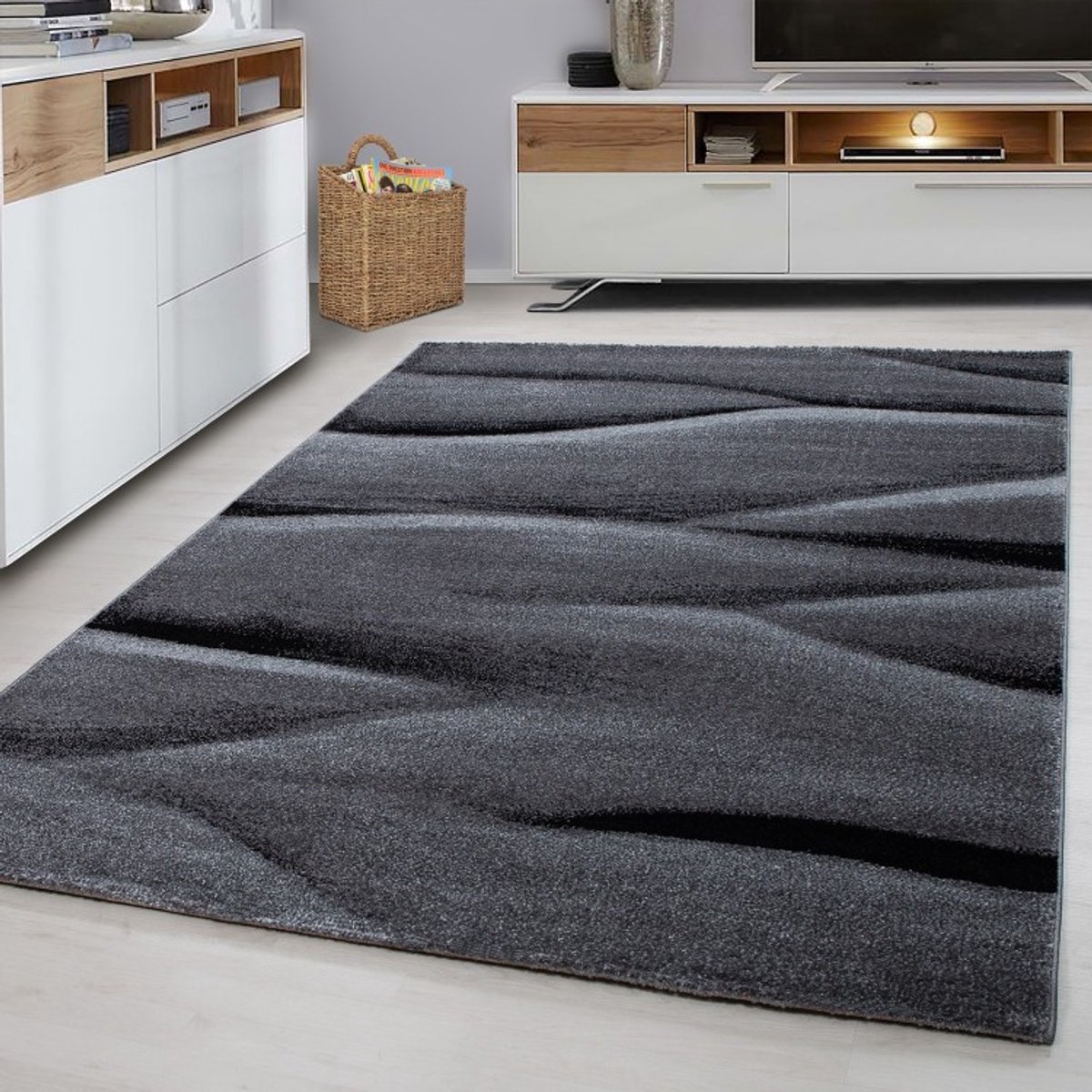 TapisTrend Designer tapijt Zwart 140x200 cm Binnenkleed, van jute, voor de woonkamer, duurzaam en slijtvast, bohemian stijl