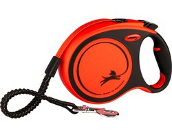 Flexi Rollijn Xtreme Tape - Hondenriem - L - 8 meter - Oranje Zwart - Grote en Actieve Honden