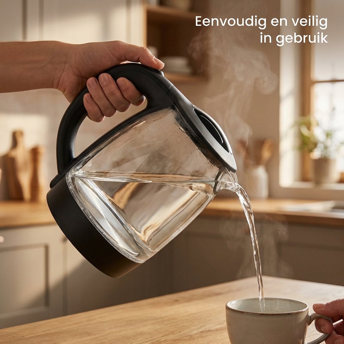Glazen Waterkoker - Waterkoker Glas - 1,7 Liter - 1500W - RVS - 360° Draaibare Basis - Droogkookbeveiliging — afbeelding 4