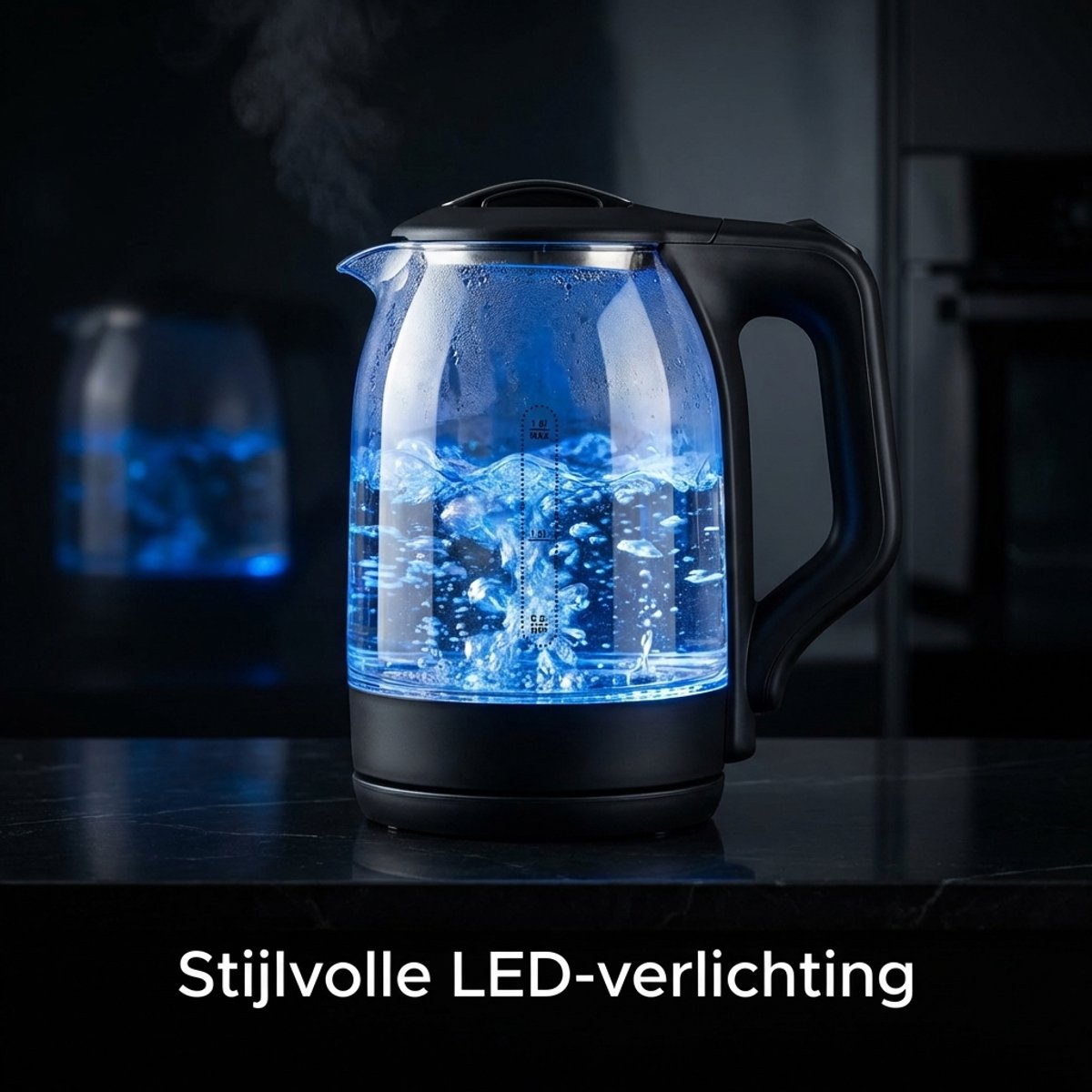 Glazen Waterkoker - Waterkoker Glas - 1,7 Liter - 1500W - RVS - 360° Draaibare Basis - Droogkookbeveiliging — afbeelding 3