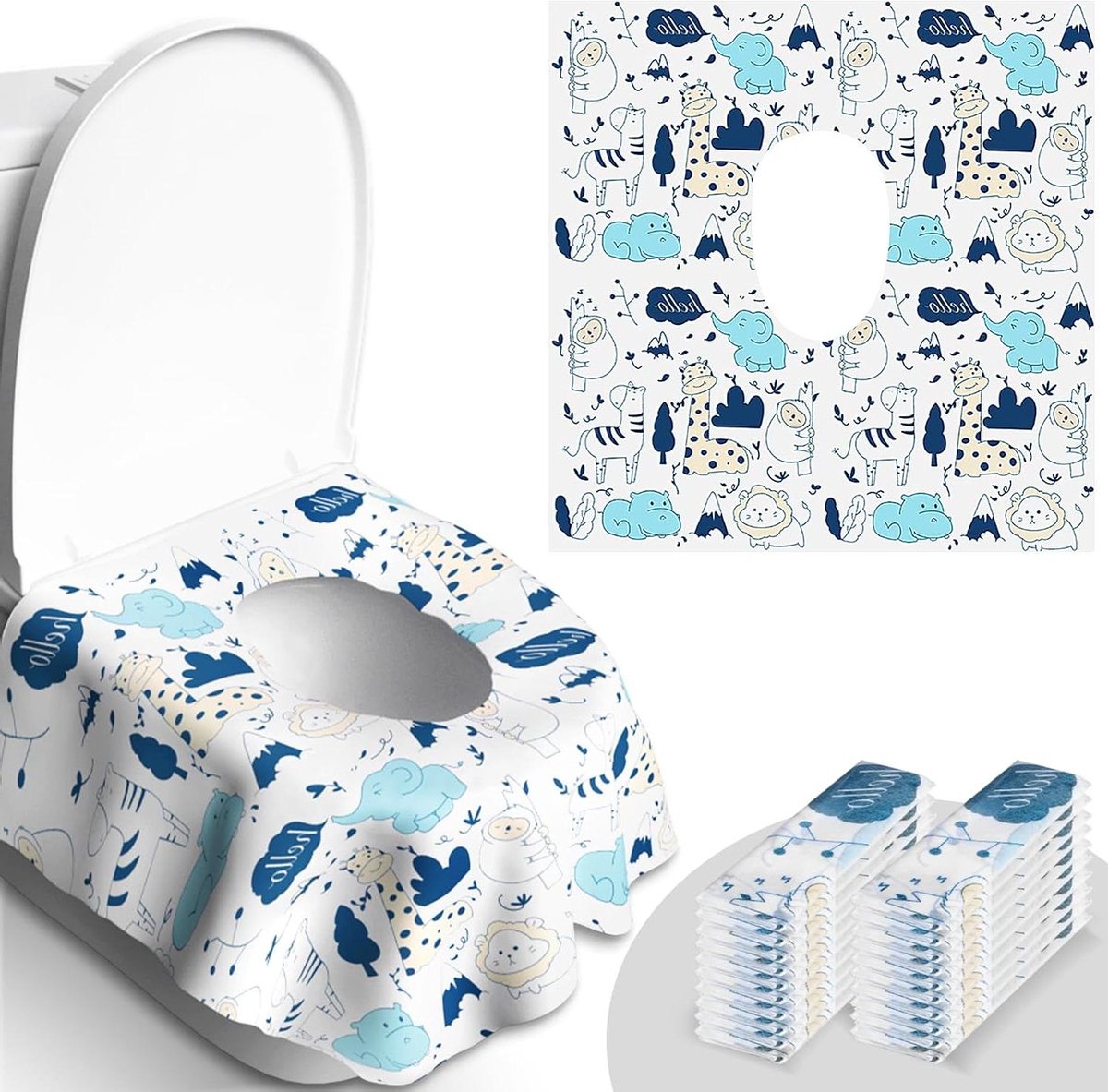 Zindelijkheidstopper - Baby toilet - Zindelijkheidstraining - Dierenprint - 20 stuks - Multicolor