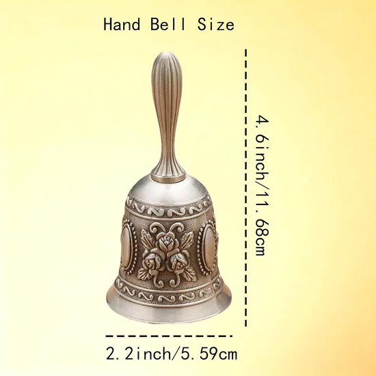 Koperen Bel - Dinerbel Servicebel - Aandacht Trekken - Helder Extra Luide Ring - 1 Aantal - Antiek Zilver — afbeelding 2