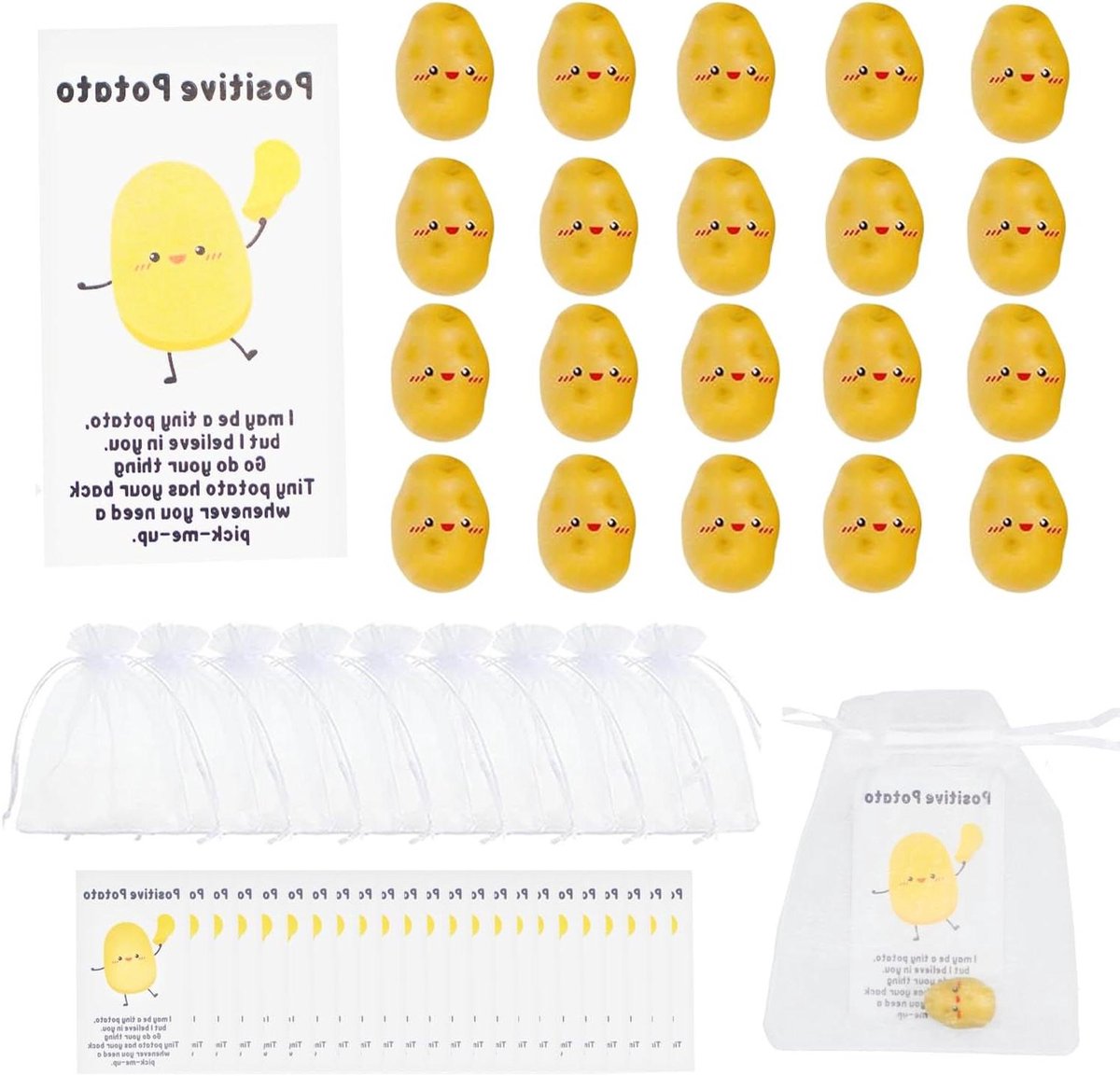 Cadeaukaartjes Personeel - Dank u geschenken - Waardering Collega's - Dier woordspeling - 20 stuks - Aardappel
