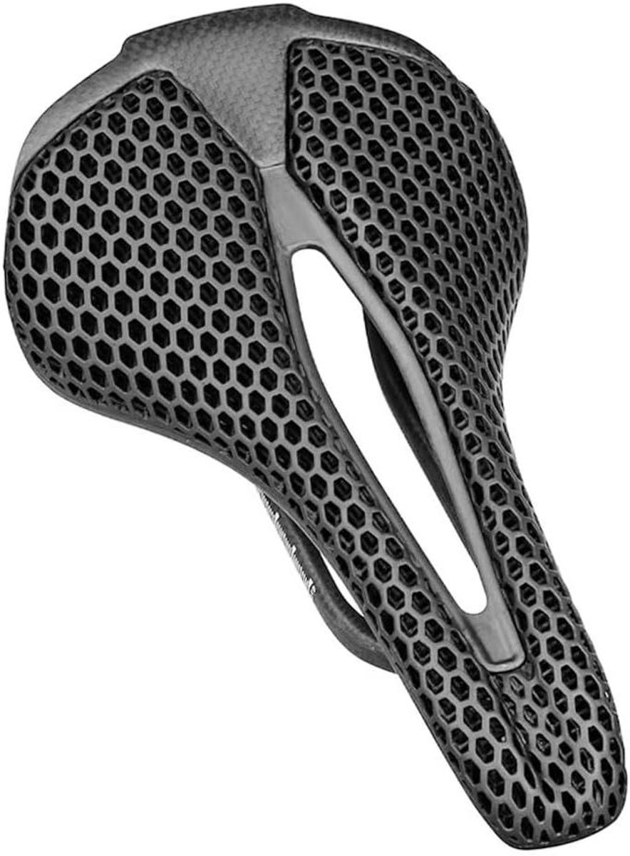 Fietszadel 3D Bedrukt - Ultralicht Fietsstoeltje - Comfortabel Fietsen - Honingraatstructuur - 250 x 140 mm - Zwart