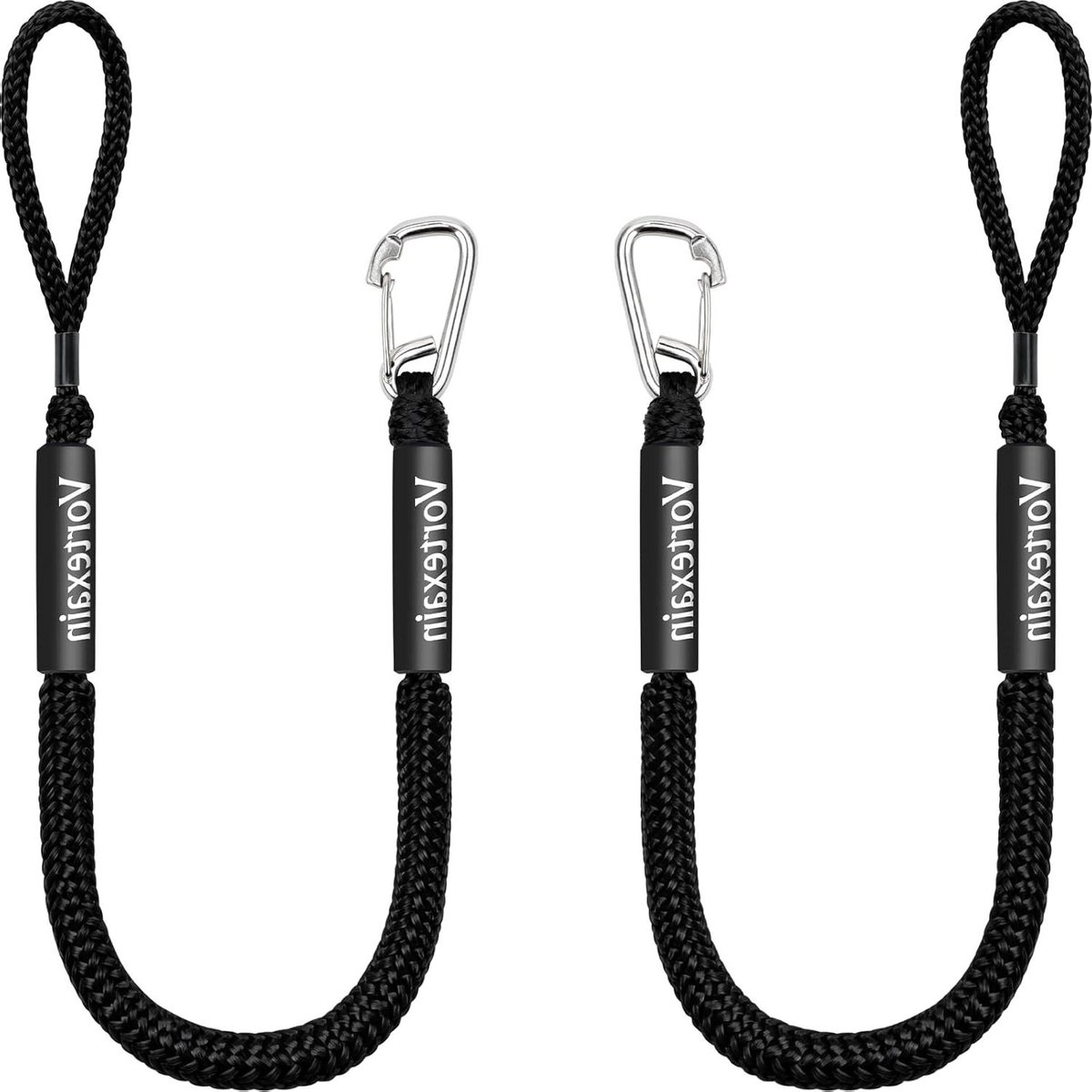 Bungee Dock Lijnen - Aanlijnen Boot - Veilig Afmeren - Schokabsorberende Kern - 2 stuks 1.8m - Zwart