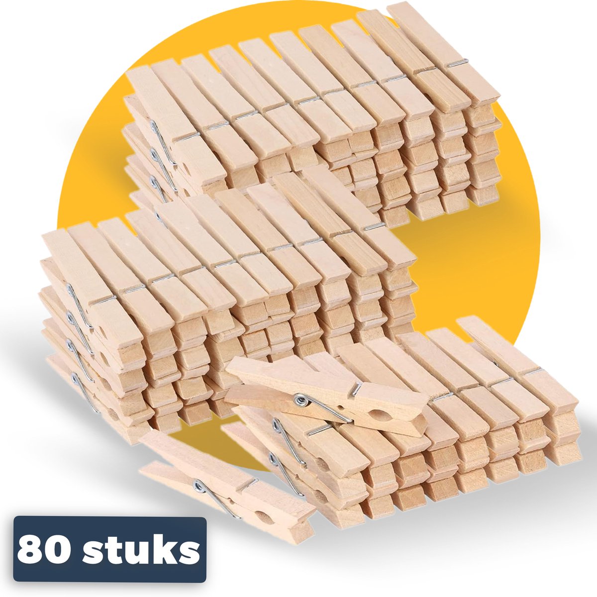 Pasper Wasknijpers - 80 stuks - houten wasknijper - 7.3 x 1 x 1.3 cm - FSC hout