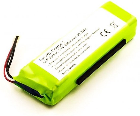 Batterij voor JBL Charge 3 2015, Li-Polymer, 3,7V, 6000mAh, 22,2Wh | bol.com