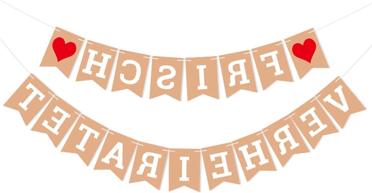 Rustieke Trouwen Banner, Vintage Decoratie voor Bruiloften, Kraft Papieren Slingers met Harten en Feestaccessoires