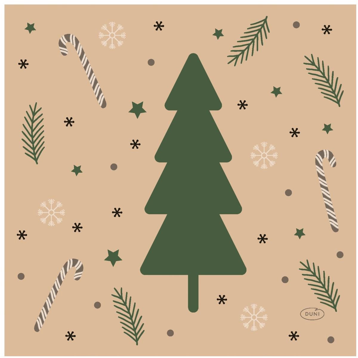 Duni servetten kerst tafeldecoratie Natural Yuletid 33x33cm.