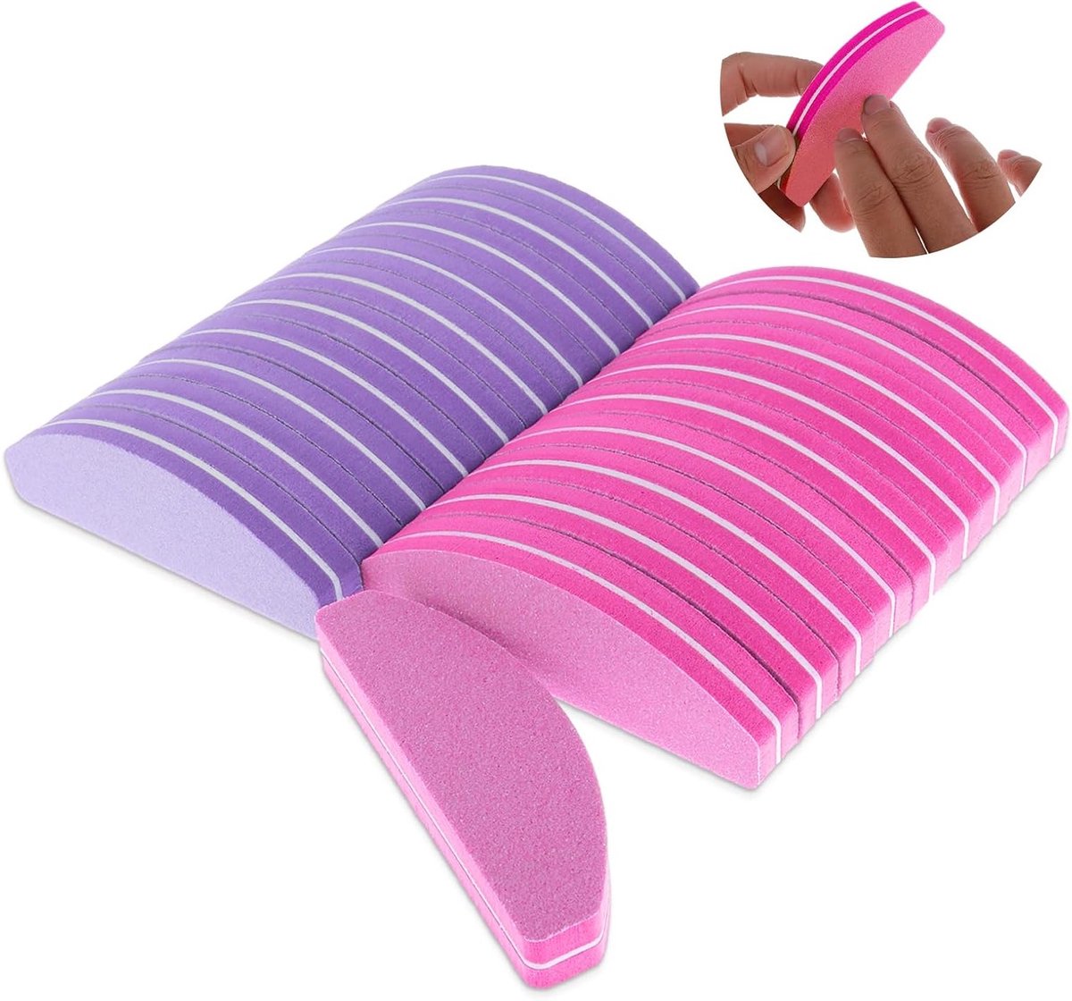 Professionele Nagelvijl Set van 20 Stuks - 100/180 Grit Polijstvijlen voor Gel Nagels, Wasbare Dubbelzijdige Nagelbestanden voor Thuis en Nagelstudio