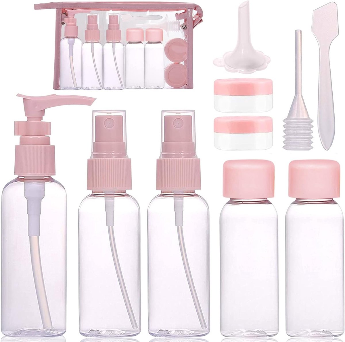 Set van 10 Herbruikbare Reisbottles - Draagbare Vloeistofcontainers voor Cosmetica, Shampoo en Conditioner - BPA-vrij en FDA-goedgekeurd Reizen Accessoires