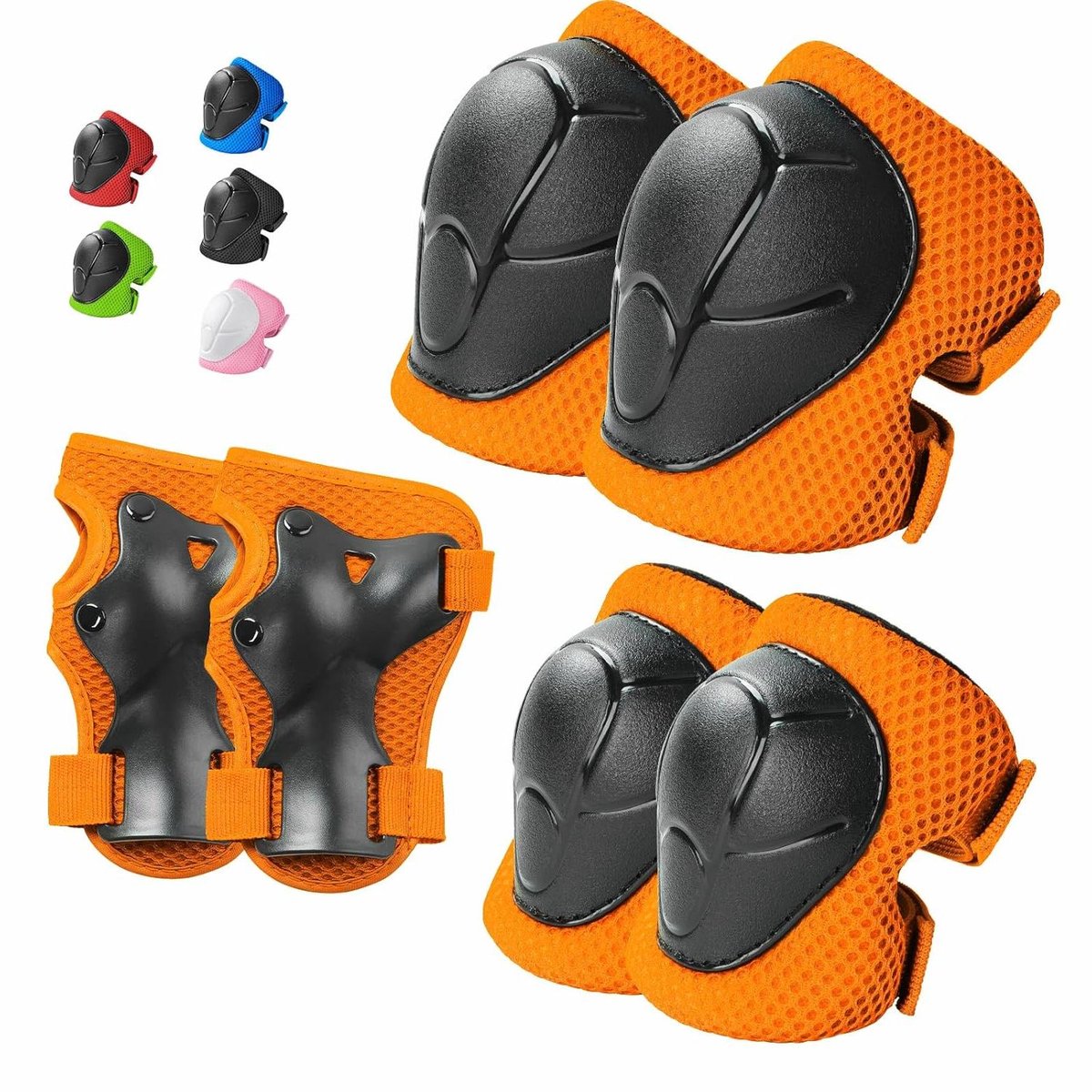 Kindersport beschermset - Beschermers set - Veilig sporten - 3-delige set - 3-14 jaar - Oranje zwart