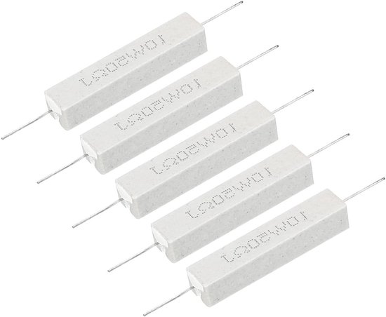 Aexit 10W 15 Ohm Vaste Draadgewonden Weerstand - Set Van 5 Stuks, Met Keramische Behuizing, Axiale Aansluitingen 2 miniatura