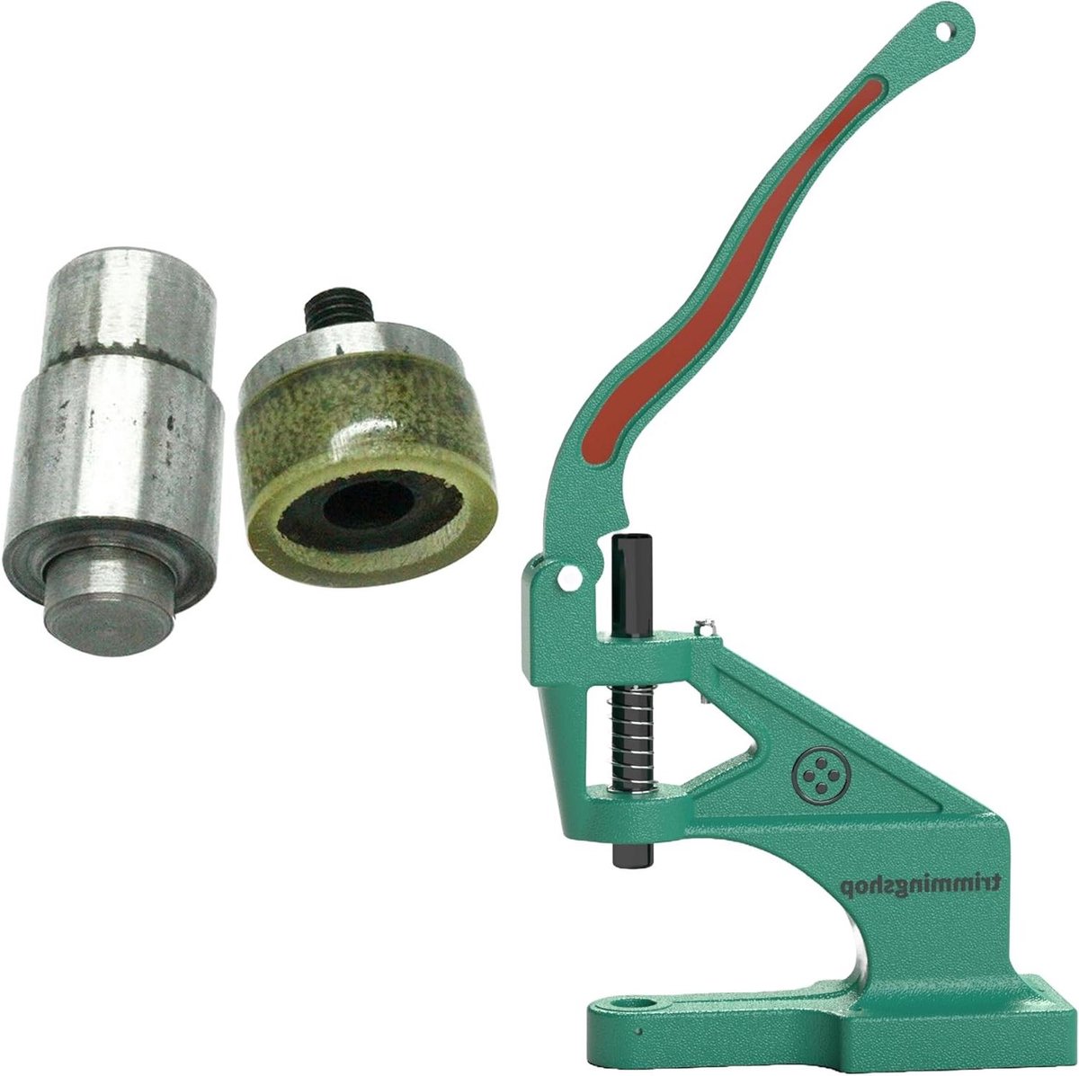 Handpers Machine - Drukknopen Pers - Kleding Bevestigen - Verwisselbare Matrijzen - 38 cm Hoog - Groen