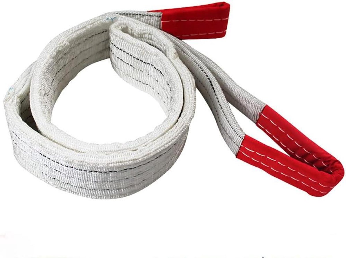 Hijsband Ronde Draagband - Hefband Lusband - Goederen Optillen - 100% Polypropyleenvezel - 3 Ton 2 Meter - Wit