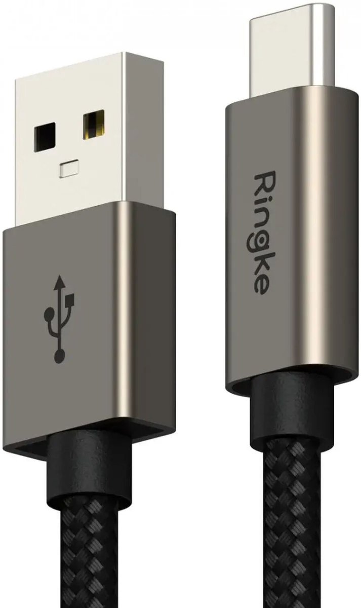 Ringke Fast Charging Basic - USB-A naar USB-C Kabel - 5V/3A, 60W, Quick Charge 3.0 - 480Mbps - 1M Zwart