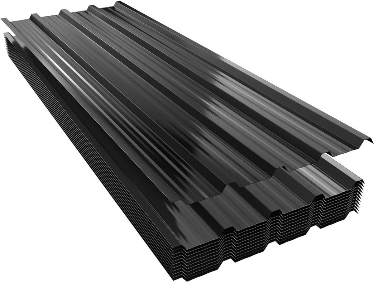 Trapeziumplaten Metaal - Dakplaten Wandplaten - Dak Bedekken - Verzinkt Roestvrij - 12 stuks 129.5x45cm - Zwart