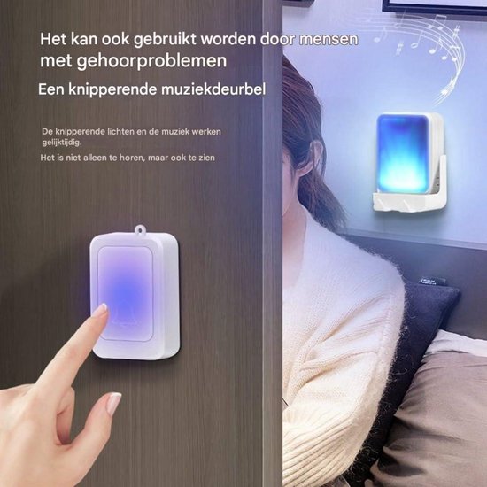 longziming -Deurbel - deurbel draadloos - Draadloze deurbel - Geschikt Voor Slechthorenden - Snelle Installatie Zonder Bekabeling - 2 Ontvangers En Zender - Voor thuis/kantoor, ouderen en slechthorenden - Wit — afbeelding 5