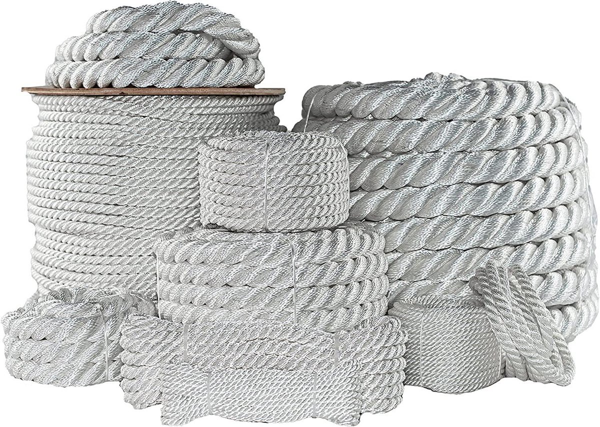 Nylon Touw - Multifunctioneel Lijn - Klusbenodigdheden - Rot Alkalisch Weerbestendig - 1.25 Inch 50 Voet - Wit