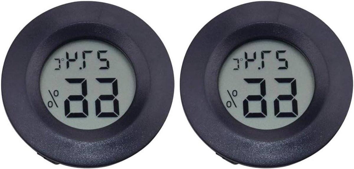 Digitale Thermohygrometer - Kamerthermometer Vochtigheidsmeter - Binnenklimaat Monitoren - Dubbele Functie - 45 cm - Zwart