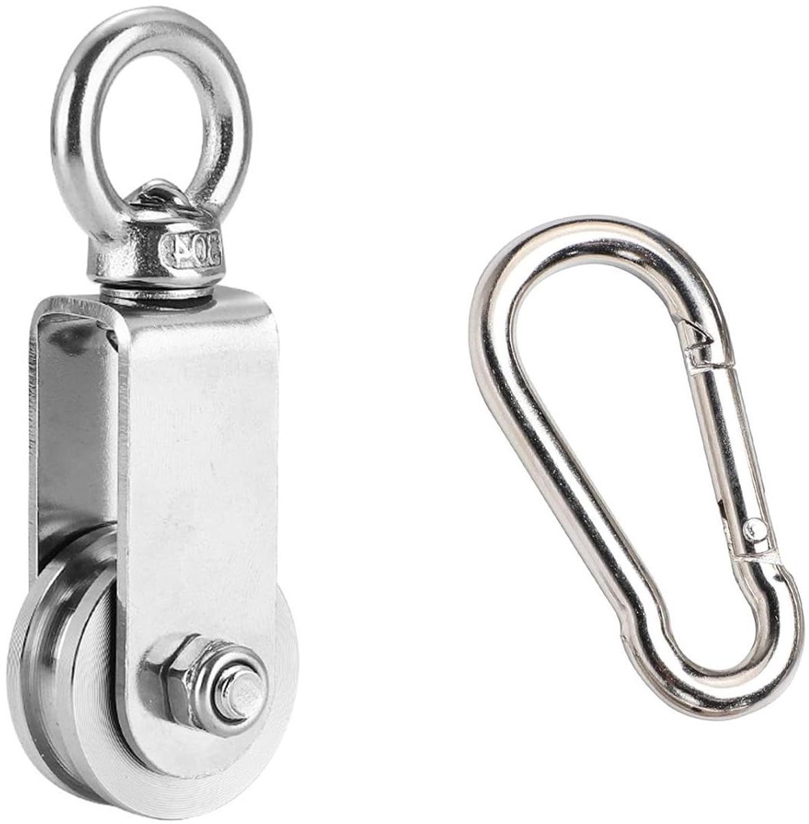Enkele Haakkatrol - Katrol met Haak - Zware Lasten Verplaatsen - 360 Graden Rotatie - 10.7 cm - Zilverwit