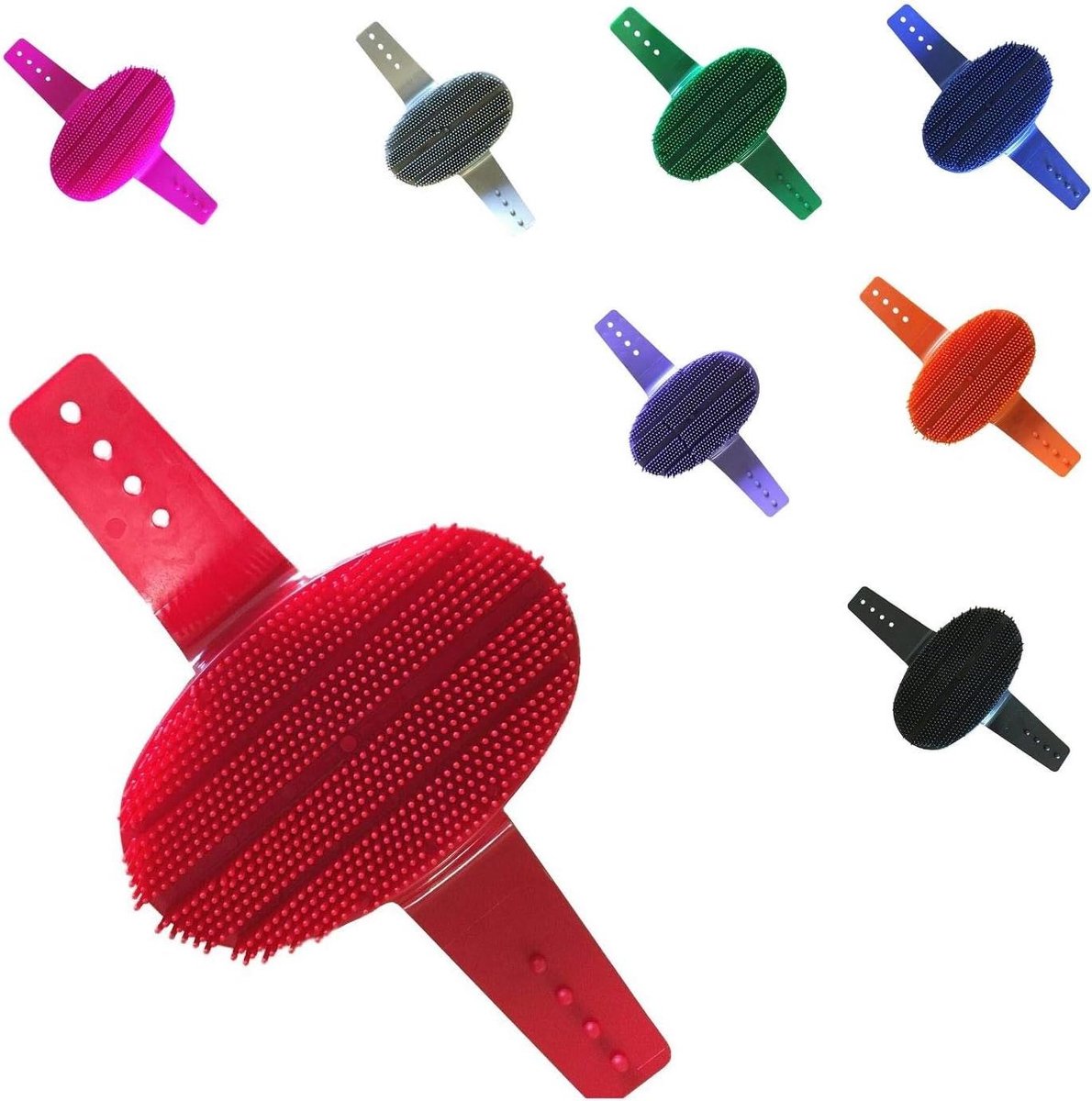 Paarden Curry Kam - Rosborstel Vachtreiniger - Paarden Vacht Verzorgen - Met Vingerrand - 16 cm - Lila