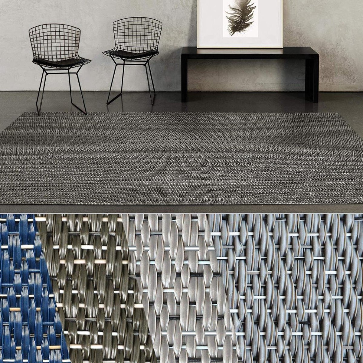 Buitentapijt - Balkontapijt Terrastapijt - Buitenruimte Verfraaien - Glinsterende Zilvervezels - 60 x 100 cm - Zwart Groen