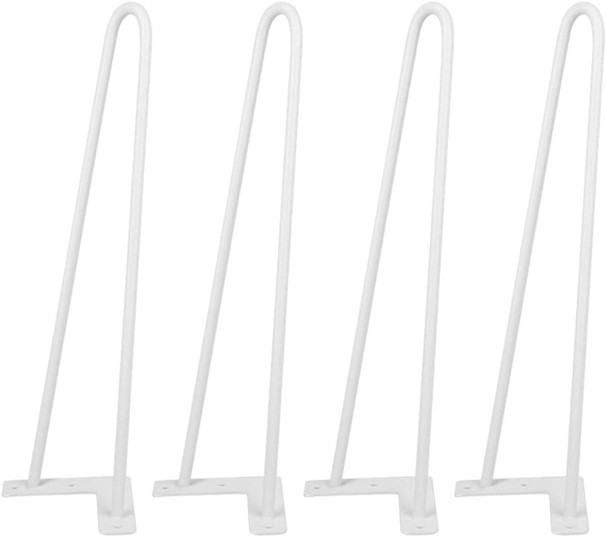 Tafelpoten Metaal - Doe-het-zelf meubels - Meubels Maken - Met Vloerbeschermers - 41 cm - Wit