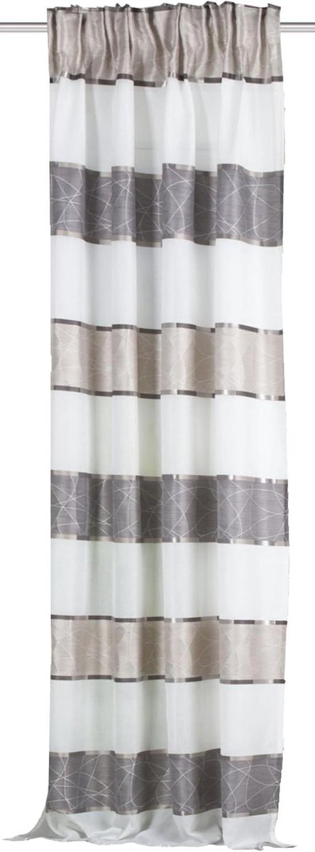 Decoratieve Sjaal - Raambekleding Stof - Raam Decoratie - Jacquard Patroon - 225 x 140 cm - Steen