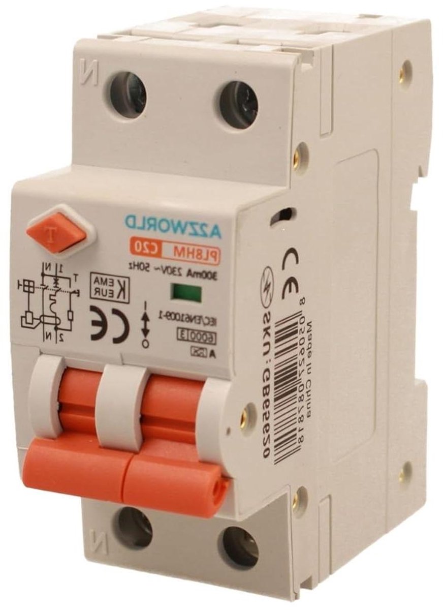 Magnetische schakelaar - Stroomonderbreker differentieel - Veilige elektrische installatie - Visuele diagnose dubbele hendel - 2 DIN modules - Grijs