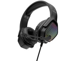 MOBZI RGB Gaming Headset — Over-Ear Wired Headset with LED Light Effects, Noise-Isolating Ear Cushions Adjustable Headband, Built-in Microphone | Compatible with PC, PS4, PS5, Xbox & Mobile