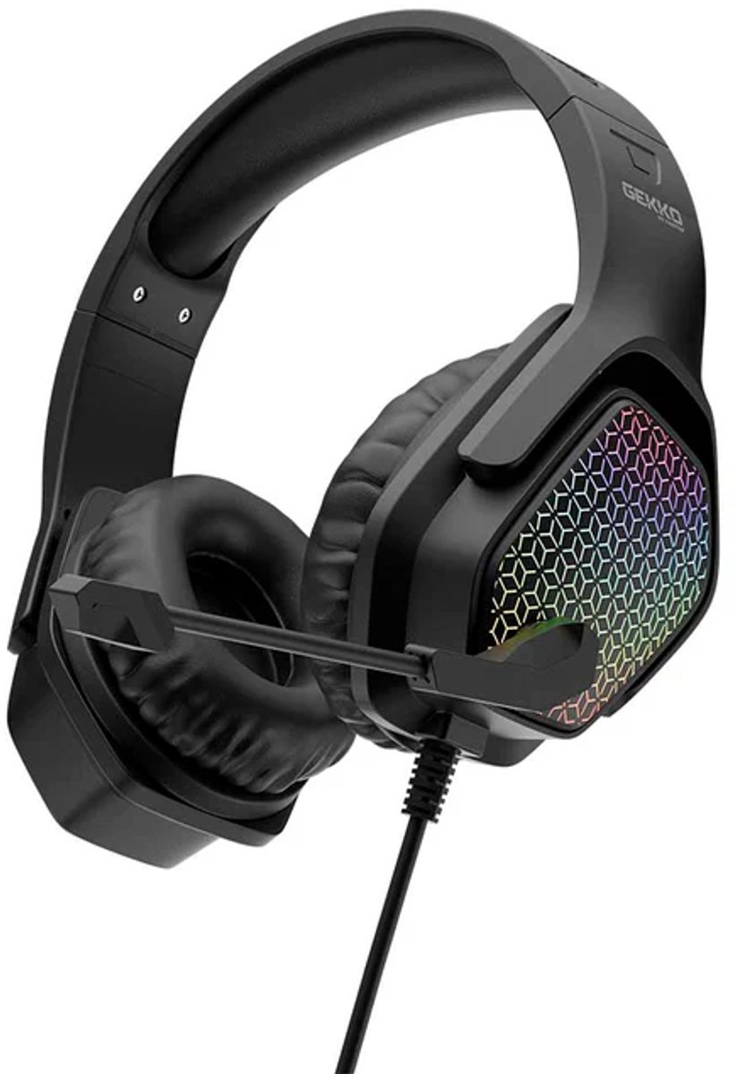MOBZI RGB Gaming Headset — Over-Ear Wired Headset with LED Light Effects, Noise-Isolating Ear Cushions Adjustable Headband, Built-in Microphone | Compatible with PC, PS4, PS5, Xbox & Mobile