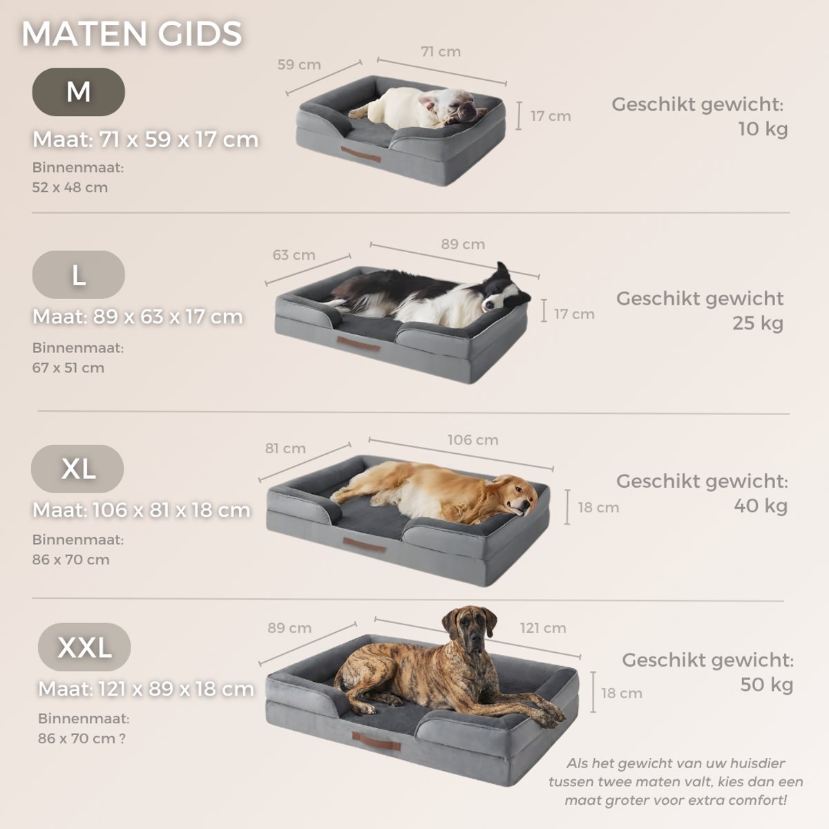 HomeBlend Orthopedische Hondenmand 71x59 cm - Hondenbed - Maat M - Dierenmand - Hondenbed - Hondenkussen - Voor kleine tot middelgrote honden – foto 4