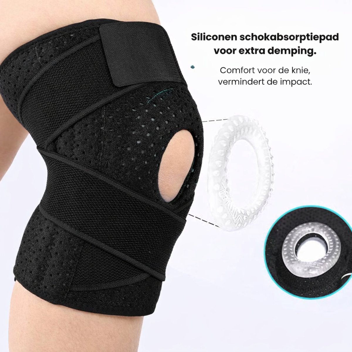 Goodli Kniebrace - One - size - Verstelbare Knieband voor Dames en Heren - Patellabrace met Stabiliteit - Ondersteuning bij Artrose en Meniscus - Zwart — afbeelding 7