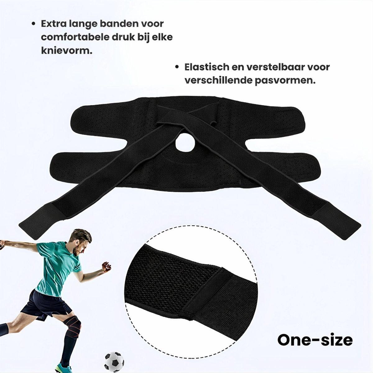 Goodli Kniebrace - One - size - Verstelbare Knieband voor Dames en Heren - Patellabrace met Stabiliteit - Ondersteuning bij Artrose en Meniscus - Zwart — afbeelding 8