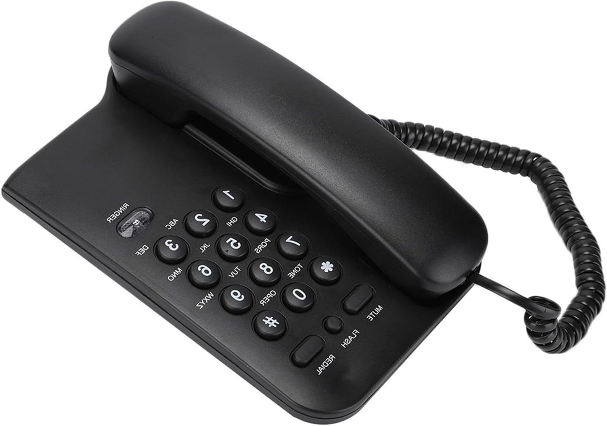 Vaste Telefoon - Bedrade Telefoon - Thuis Kantoor - Geen Batterij Nodig - Klein Formaat - Zwart
