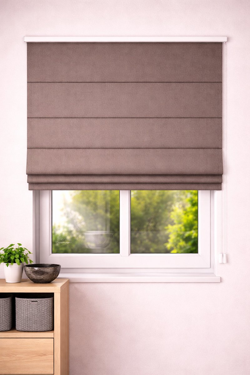 Vouwgordijn Sencys – 60x180 cm – Taupe / Grijsbruin – Lichtdoorlatend – Met Baleinen – Store Bateau – foto 2