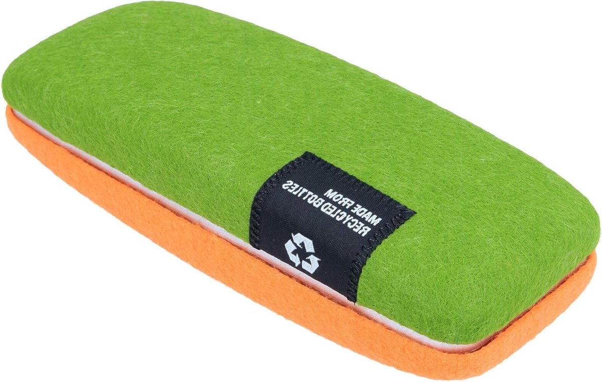 Brillenhoesje - Brillendoosje Hardcase - Brillen Beschermen - Gemaakt van Gerecyclede PET-flessen - 158 x 60 x 35 mm - Oranje-Groen