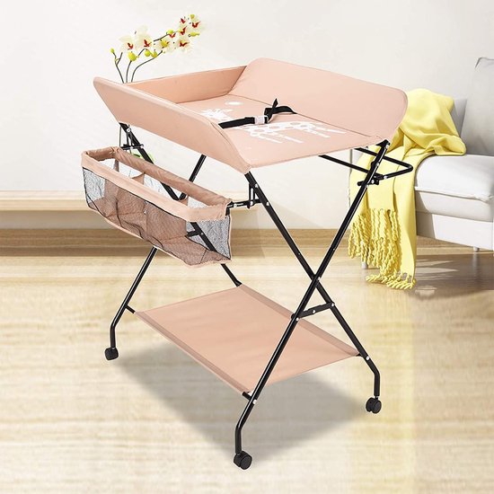Baby verzorgingstafel - Commode badje - Baby verzorgen - Opvouwbaar draagbaar - Tot 25 kg - Roze van Merkloos — afbeelding 2