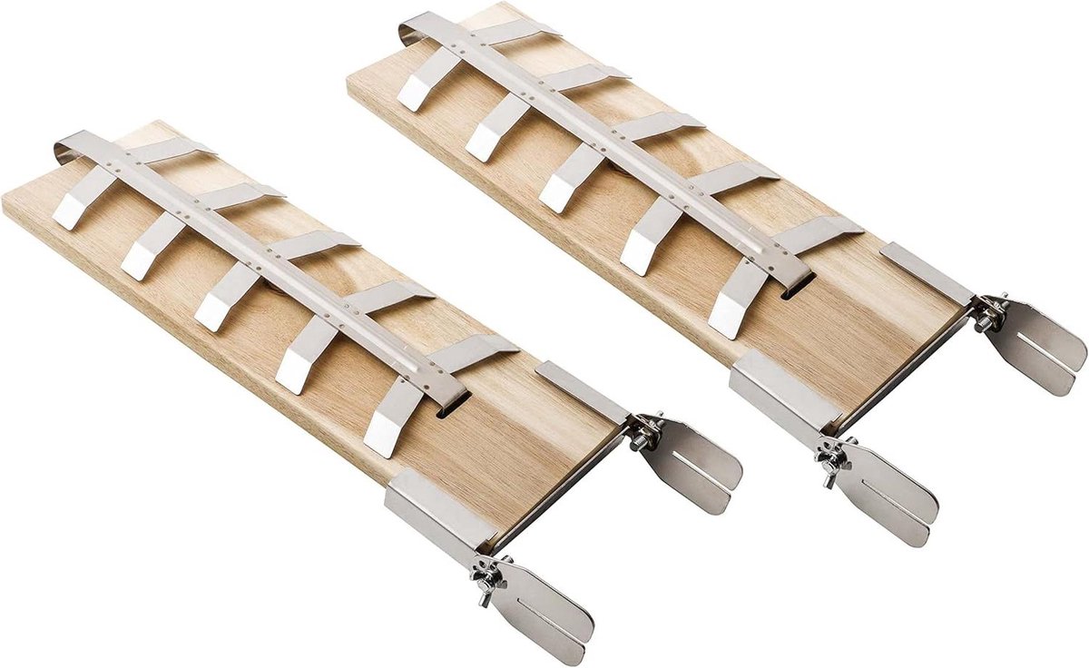 Vlamzalmplanken met houder - Visplank set - Vis bereiden - 5-voudig verstelbaar - ca. 545 cm - Roestvrij staal