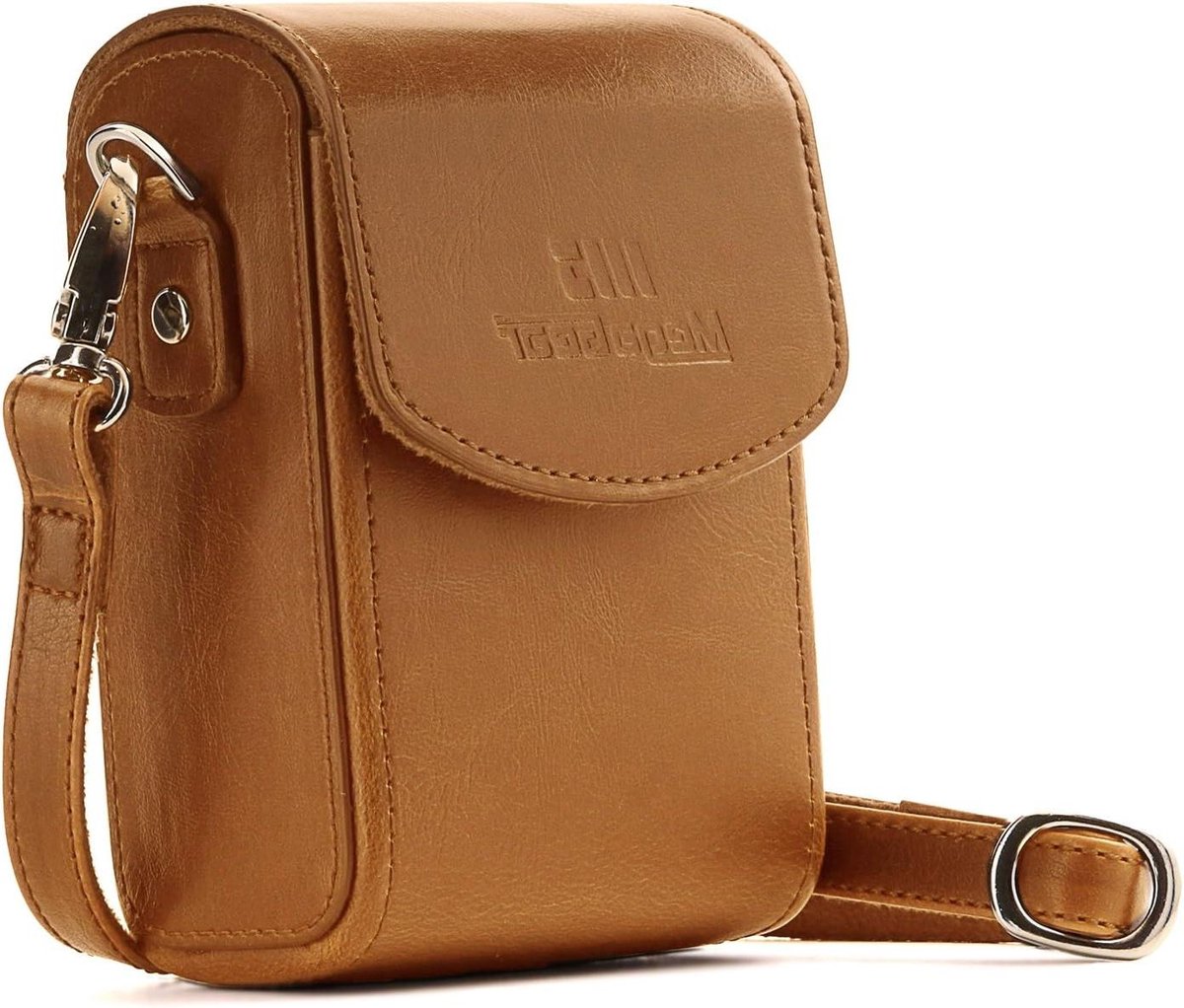 Leren Schoudertas - Cameratas Tas - Camera Beschermen - Handgemaakt Leer - 12 x 6 x 9 cm - Lichtbruin