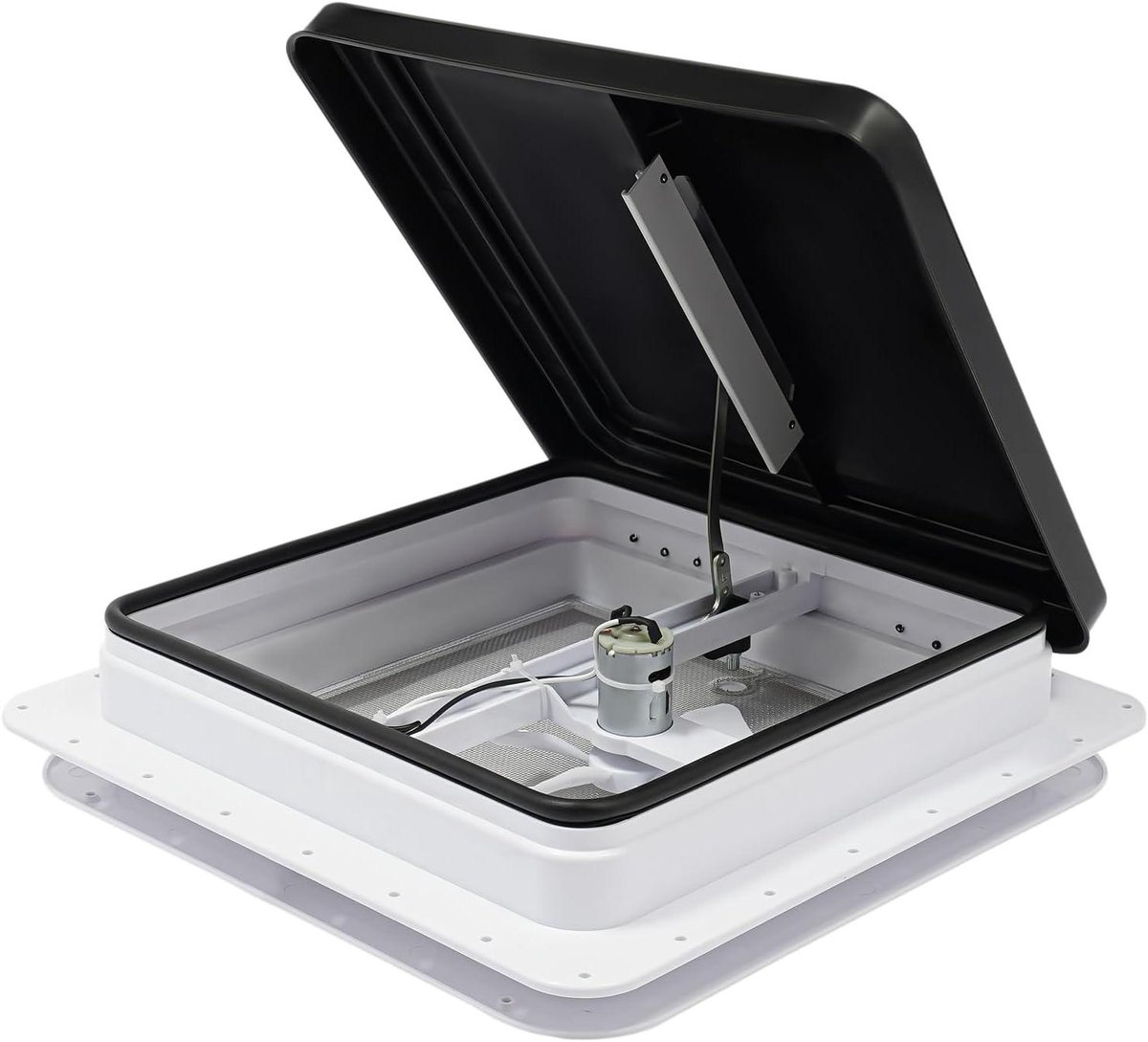 Atlasyx camper raam - Dakraam caravan - Dakventilator camper - Dakraam camper - Dakluik camper - Waterdicht - 42 × 42 cm - Zwart/Wit