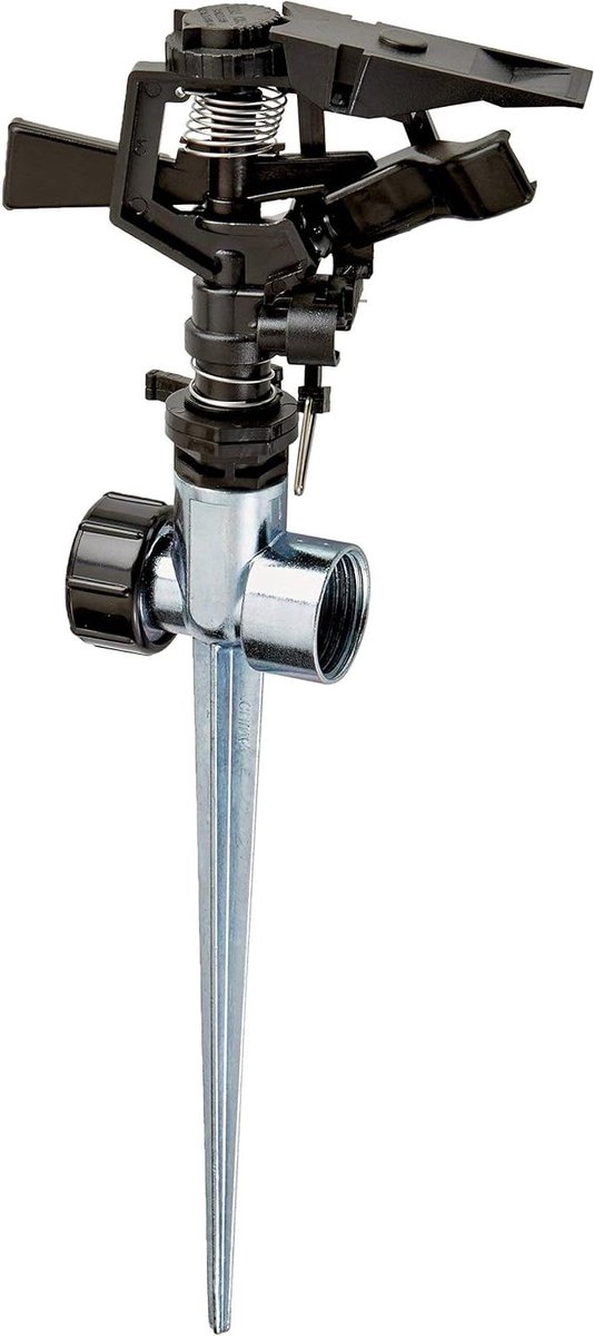 Slagsprinkler Set - Gazonsproeier Pulserend - Buiten Bewateren - Verstelbaar Bereik - 85 voet Straal - Zwart