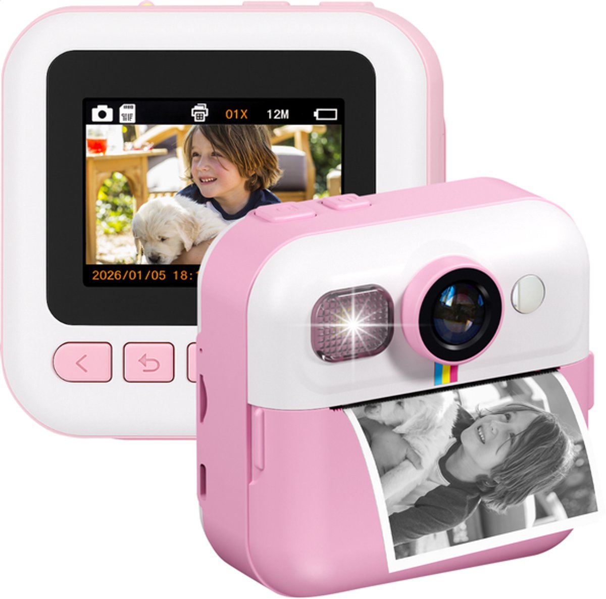 TinyPlay Kindercamera met foto printer - 48MP - Digitale Camera Kinderen - 32GB SD kaart - Full HD Foto en Video - Spelletjes - Fotoprinter - Kinder camera - Digitale kindercamera - Roze – foto 2