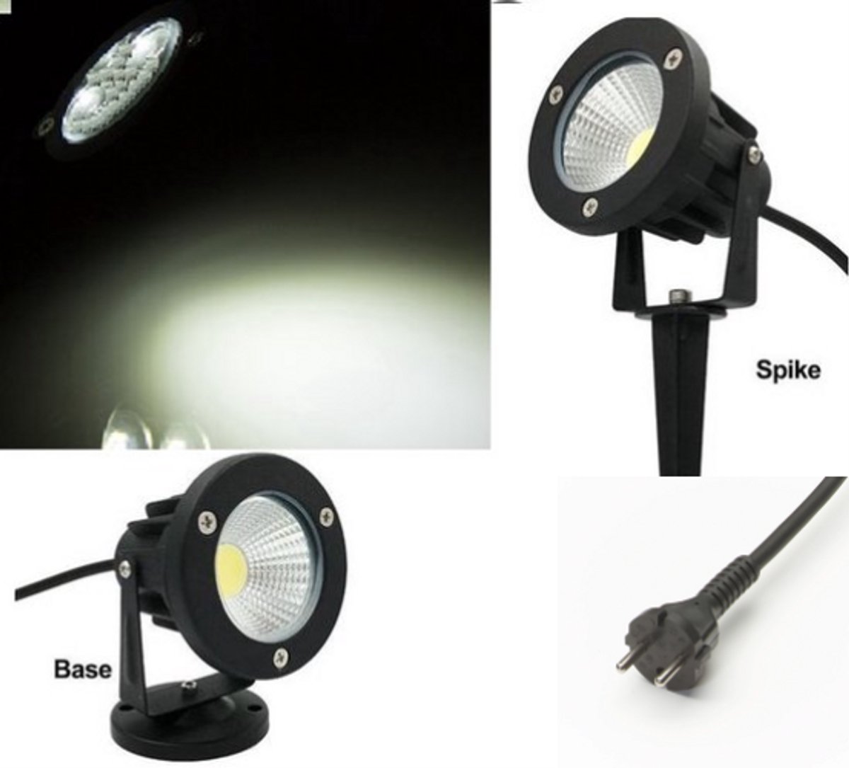 230V LED Tuinspots – Warm Wit / Cool Wit – Aluminium – IP65 – Geschikt voor buitenverlichting - Cool Wit – 1 LED – 3 meter snoer met stekker