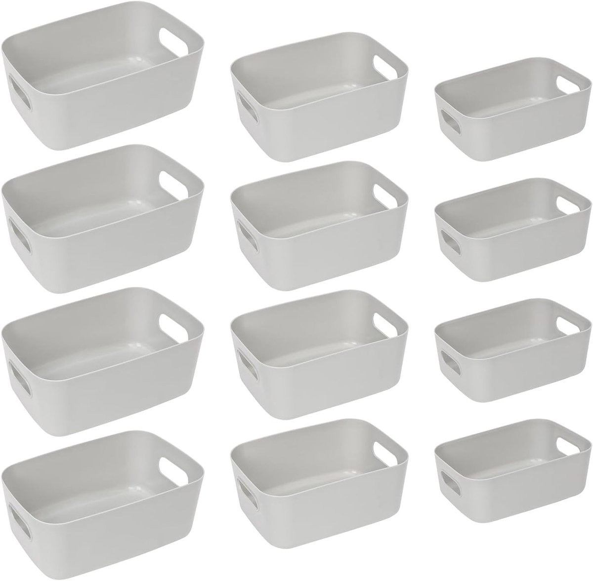 Grijze opbergdozen set van 12 - Ruimtebesparende, stevige en veelzijdige opbergoplossingen