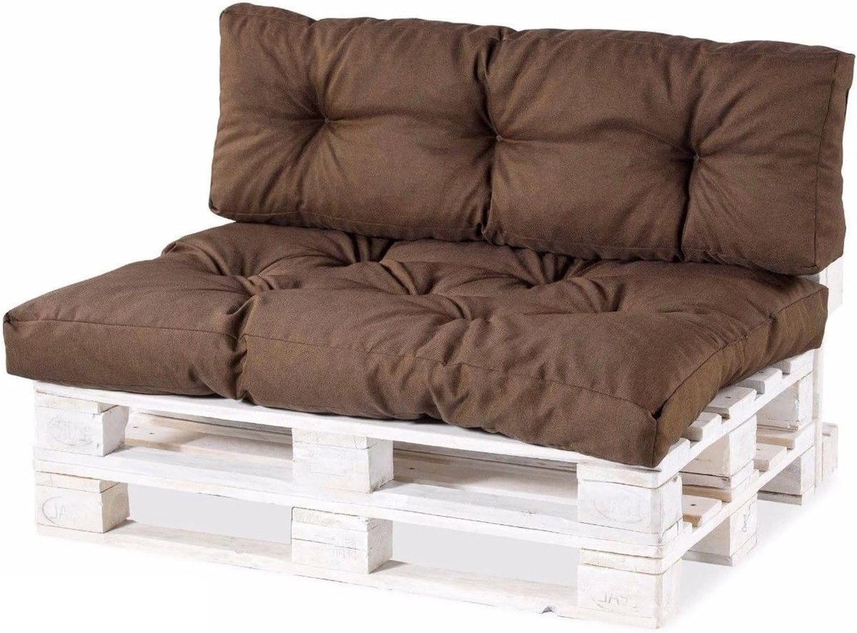 Zitkussens voor Palletmeubels - Tuinbank Kussens van Granulaat Polyurethaanschuim - Verkrijgbaar in Diverse Kleuren en Maten (Zitkussen 120x80, Gestapeld Bruin)