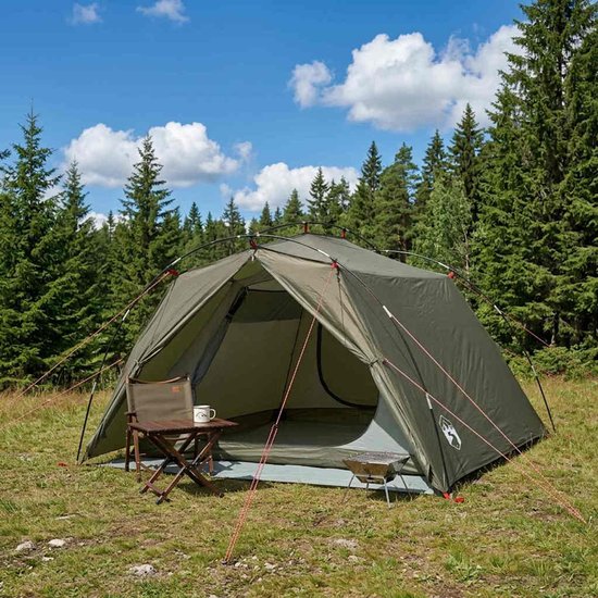 vidaXL - Tunneltent - Olijfgroen - 4-persoons - 185T - Polyester - met - PU - Coating van Vidaxl — afbeelding 3