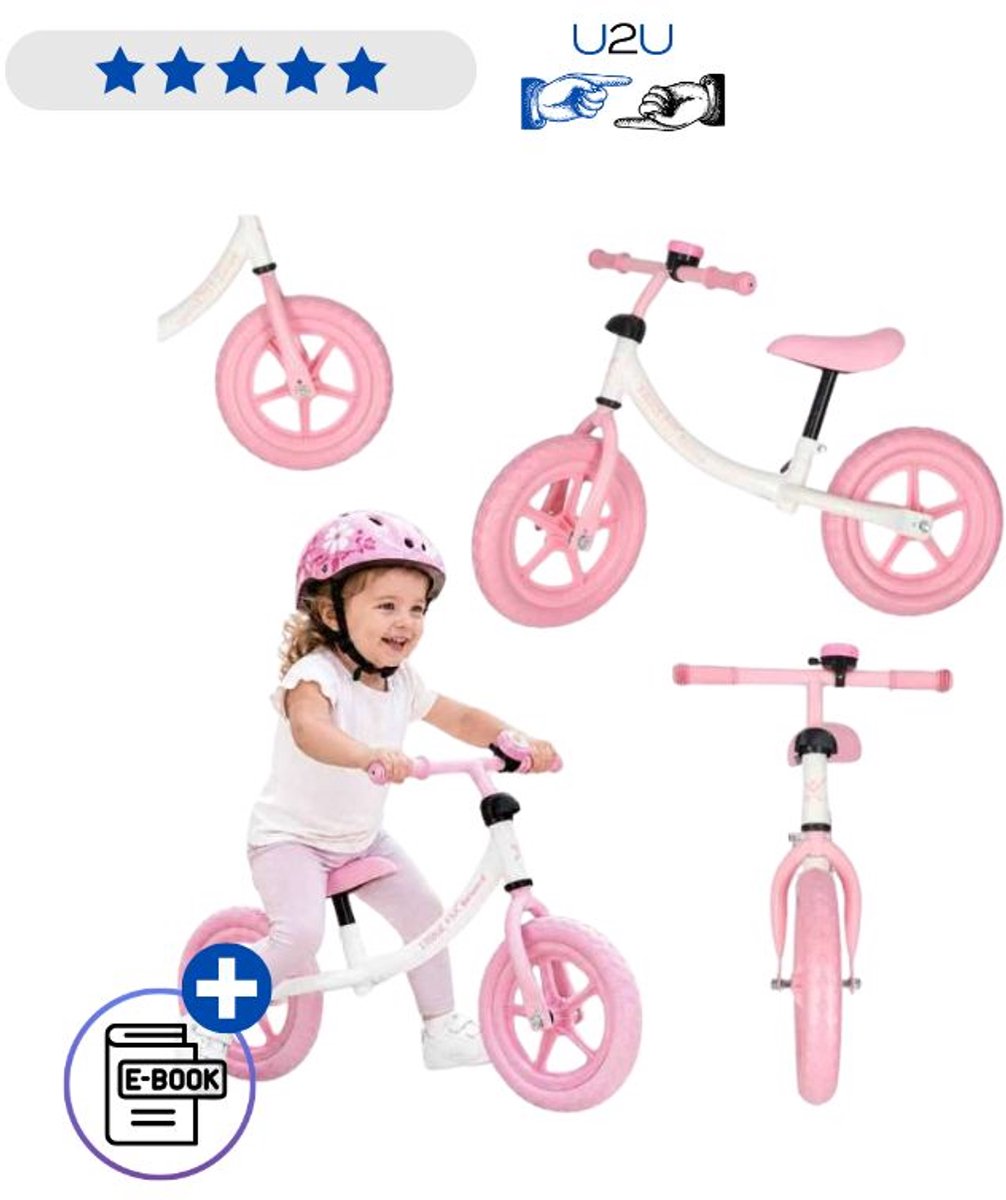 Trike Fix Balancefiets Roze Met Bel – Loopfiets Kinderfiets Met Verstelbaar Zadel En Stuur Cross Country Balance Bike Voor Meisjes Peuters Buiten Speelgoed Tot 35 KG Lichtgewicht Met Ebook