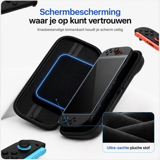 BOTC Case Geschikt voor Nintendo Switch 2 - Met opbergvak voor 12 games - Hoesje Geschikt voor Switch 2 - Waterdicht en schokbestendig - Zwart